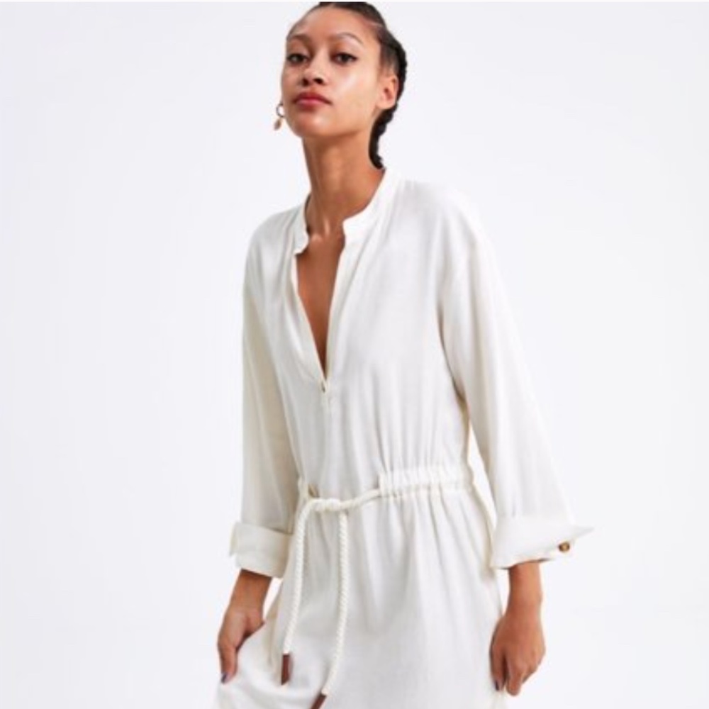 White Linen Zara Midi Dress